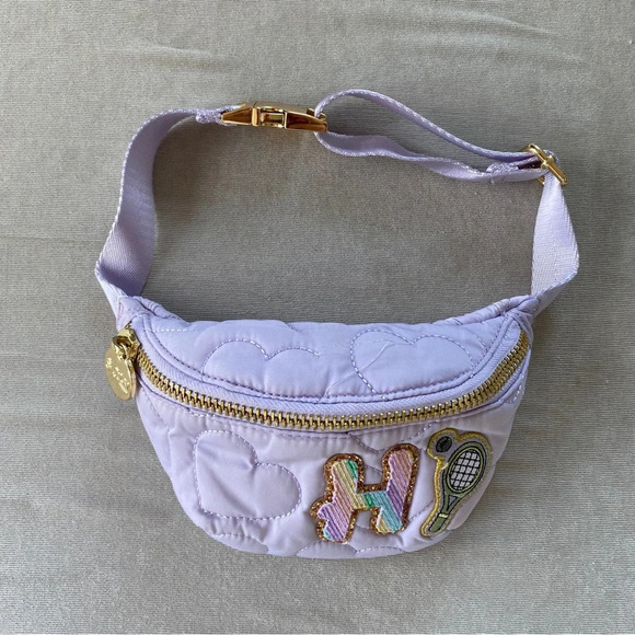Stoney Clover Lane XOXO Puffy Purple Fanny Pack + H and Tennis Patch - Picture 2 of 5